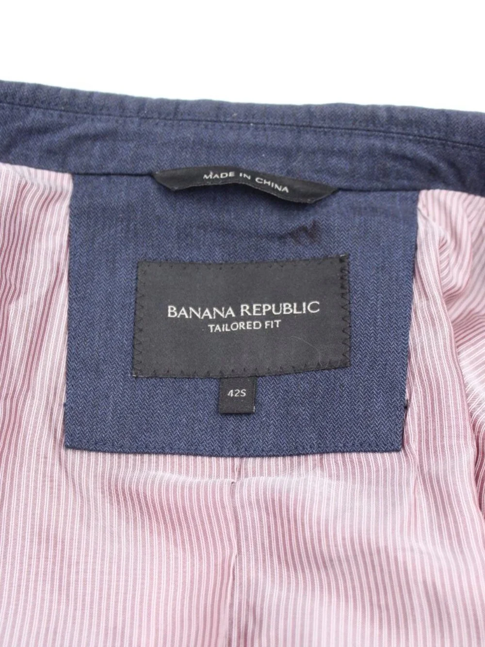 Banana Republic Tailored Fit Blazer Mens 42S Navy Blue Cotton Blend Suit Jacket